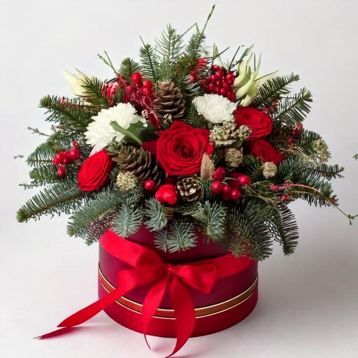 Classic Christmas Hat Box Arrangement