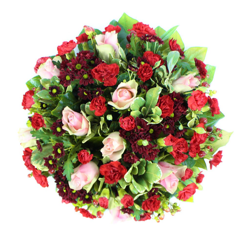 Large Grave Posy in Red, Pink, and Green