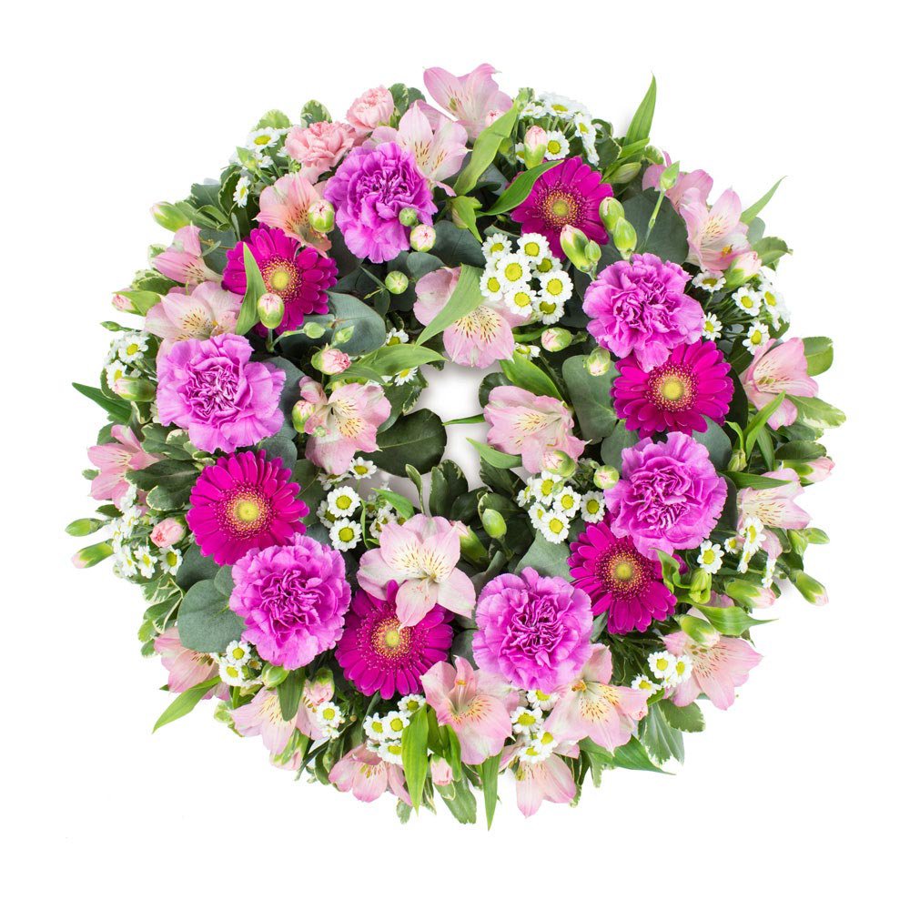 Funeral Wreath in Pink, Ivory, and Green